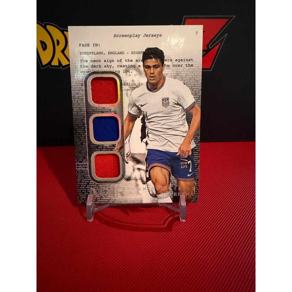 Panini Impeccable Gio Reyna Screenplay Jerseys Triple Relic #7 USMNT /65